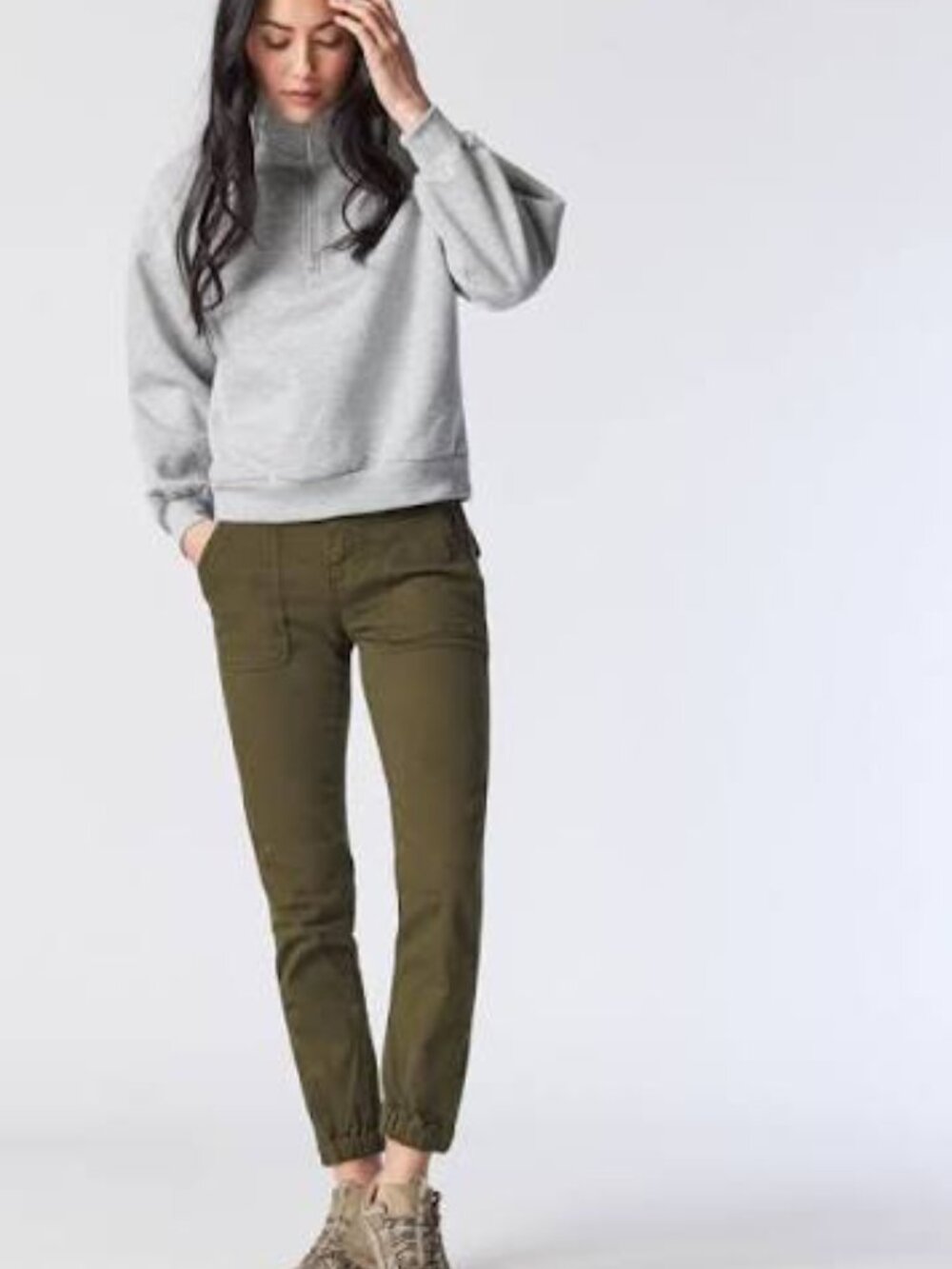 Mavi Ivy Mid Rise Dark Jade Twill Slim Cargo Pants Size 30